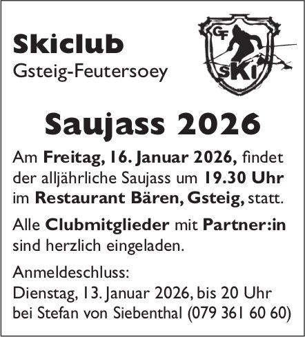 Saujass 2026, 16. Januar, Restaurant Bären, Gsteig