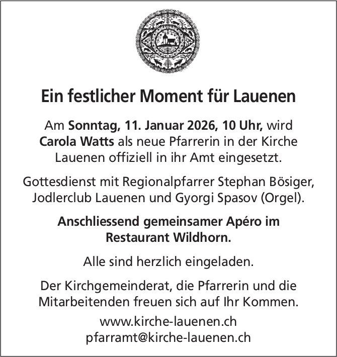 Ein festlicher Moment für Lauenen, 11. Januar