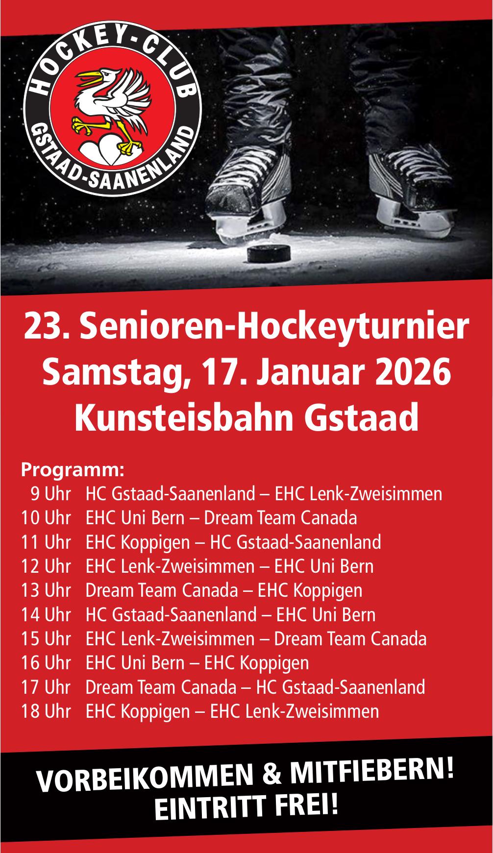 23. Senioren-Hockeyturnier, 17. Januar, Kunsteisbahn Gstaad