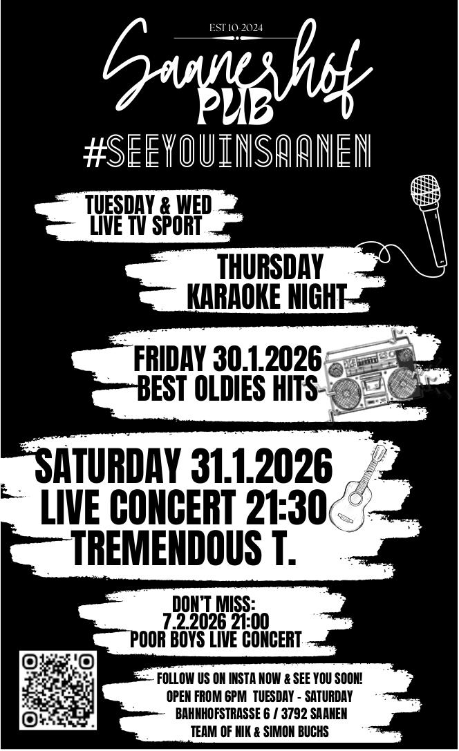 Saanerhof PUB, 30. Januar - 7. Februar, Saanerhof PUB, Saanen