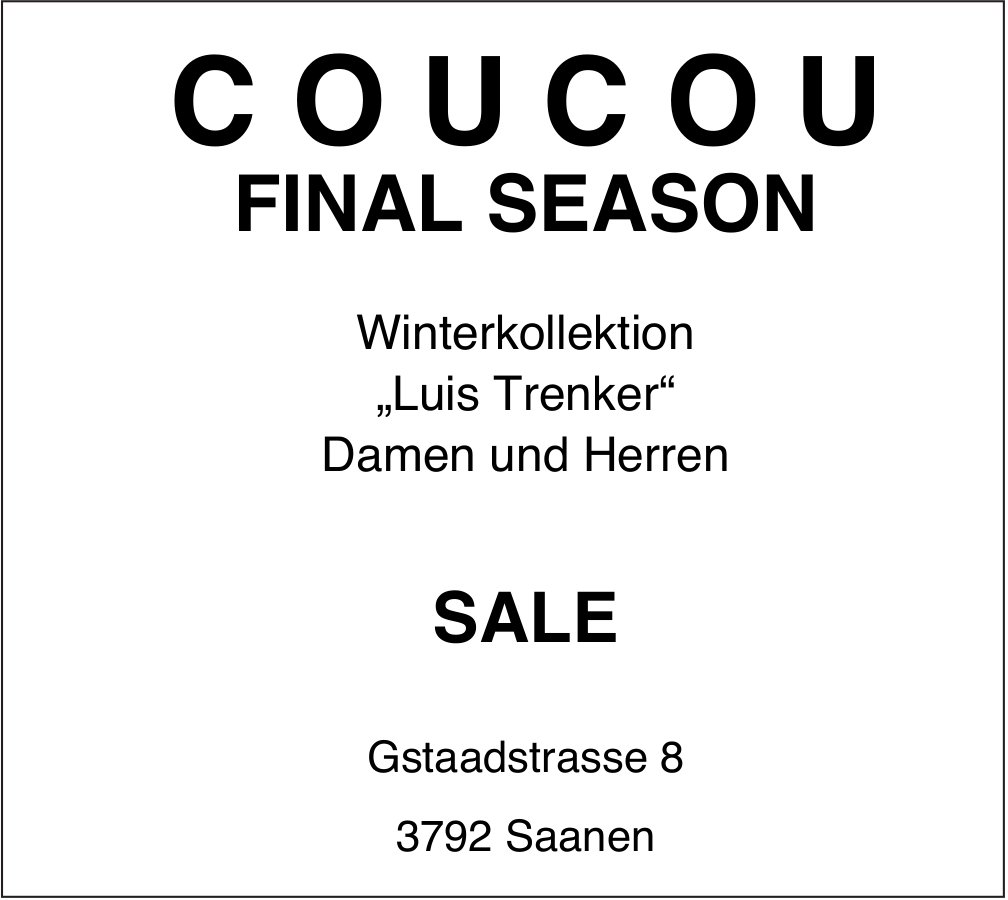 Saanen - COUCOU FINAL SEASON SALE