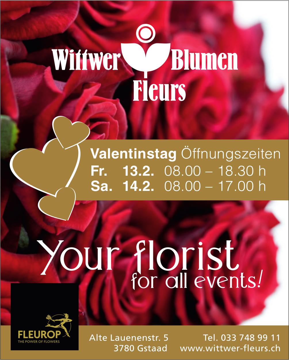 Wittwer Blumen Fleurs, Gstaad - Valentinstag Öffnungszeiten