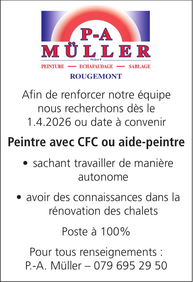 Peintre avec CFC ou aide-peintre, P-A Müller, Gesucht