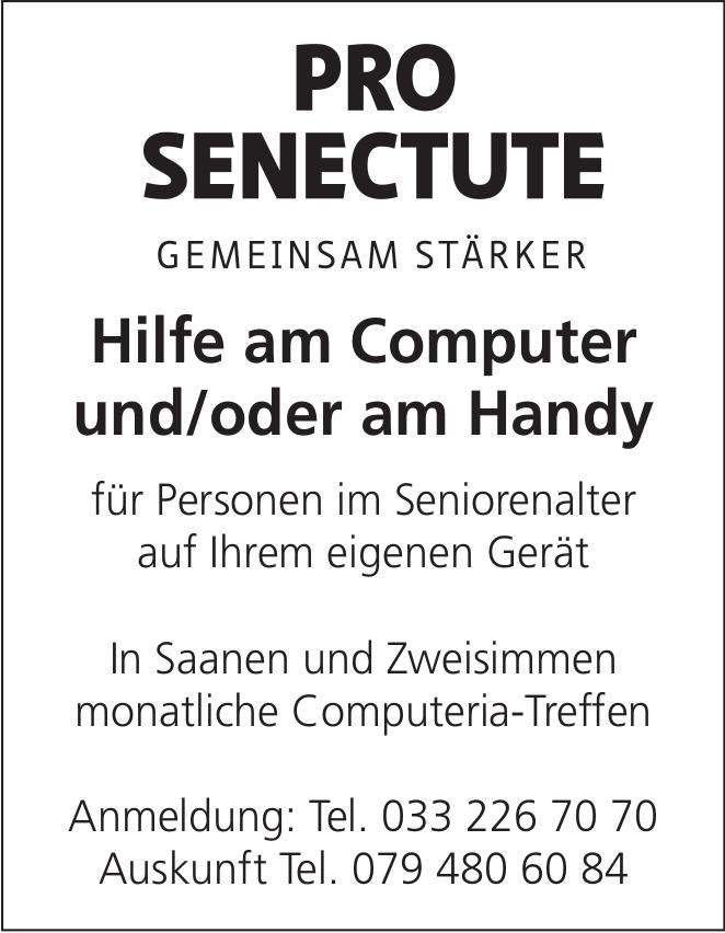 PRO SENECTUTE, Hilfe am Computer und/oder am Handy