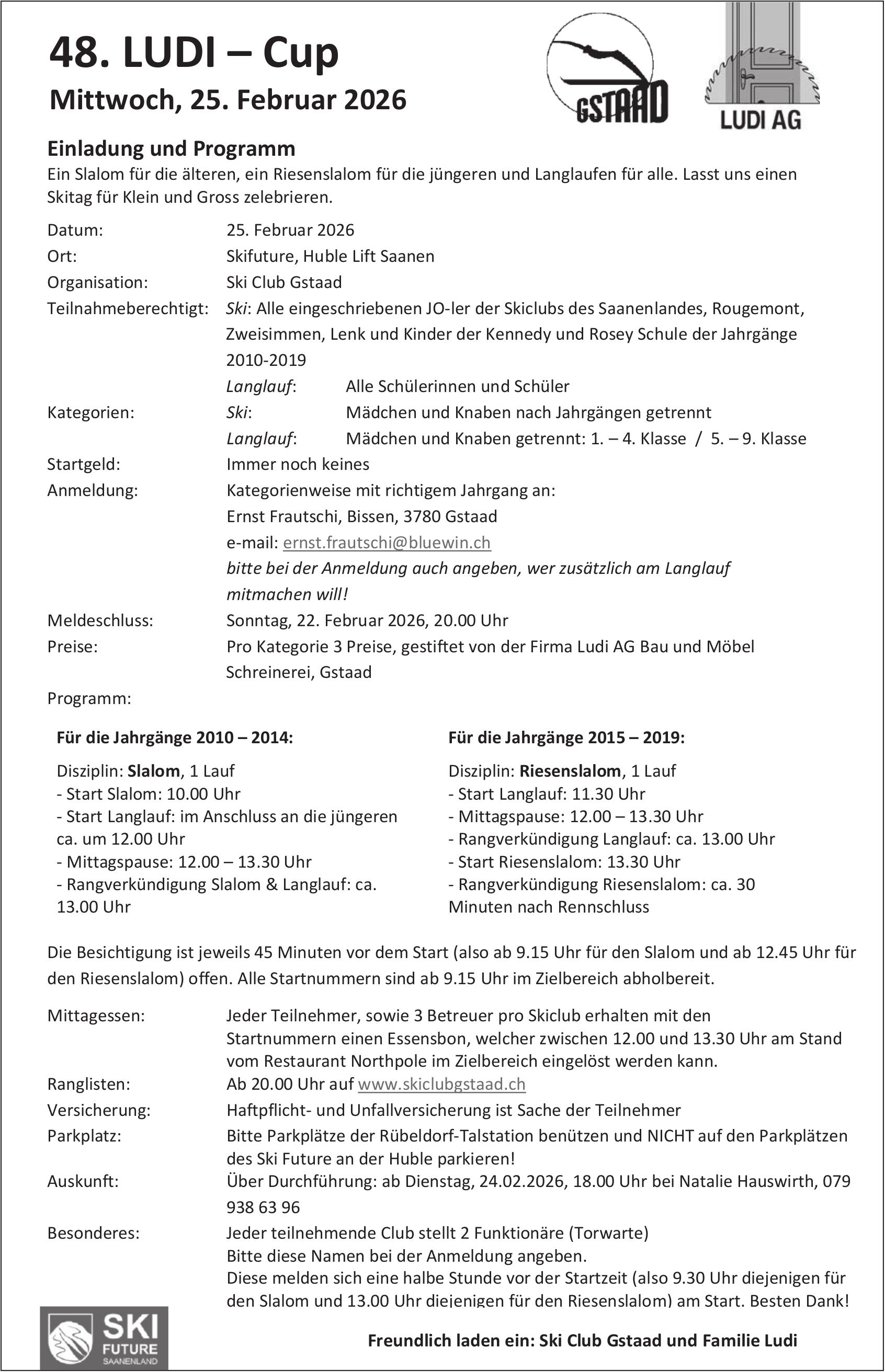 48. LUDI – Cup, 25. Februar, Skifuture, Huble Lift Saanen