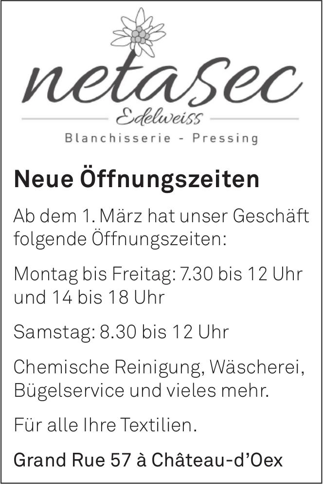 netasec Edelweiss, Château-D’Oex - Neue Öffnungszeiten