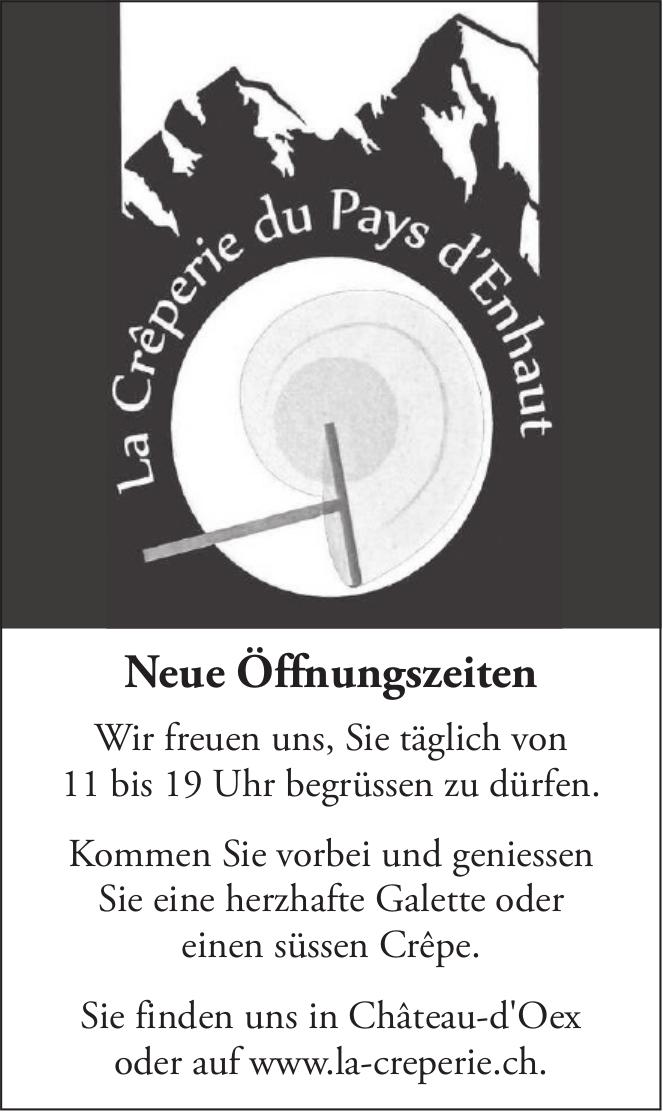La Crêperie du Pays d'Enhaut, Château-D'Oex - Neue Öffnungszeiten