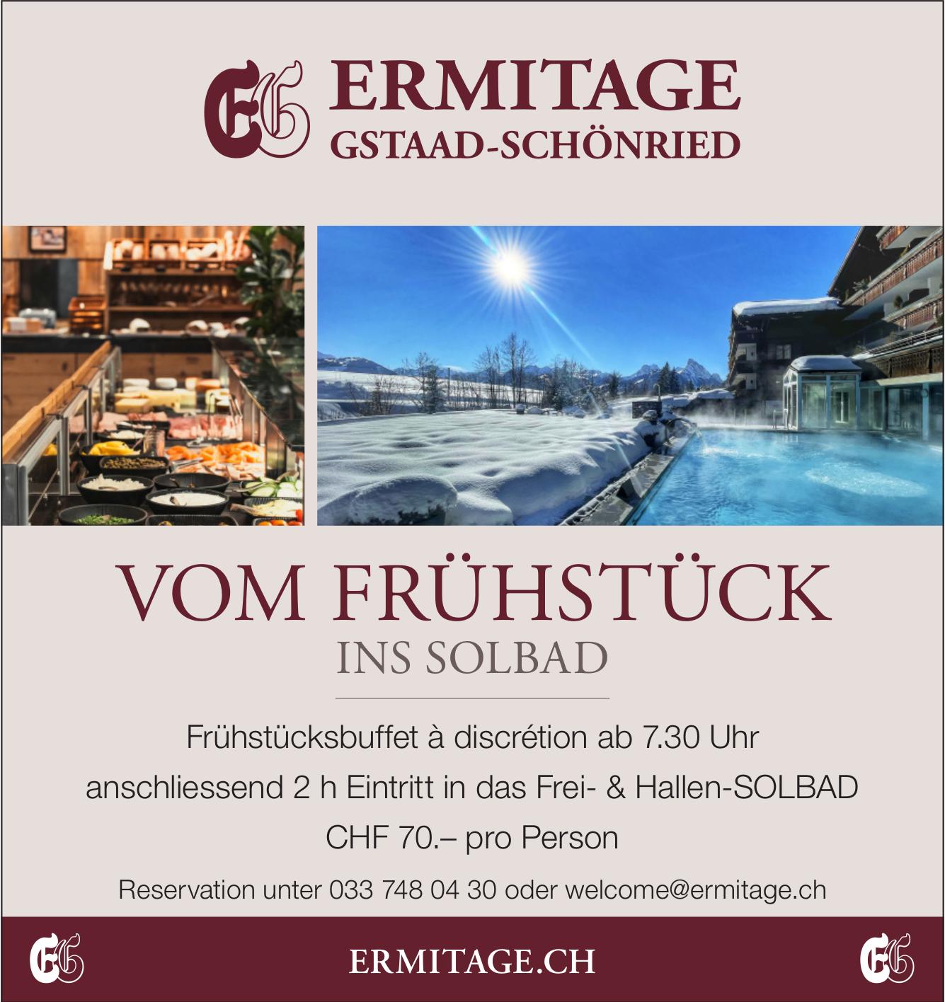 Ermitage Gstaad-Schönried, VOM FRÜHSTÜCK INS SOLBAD