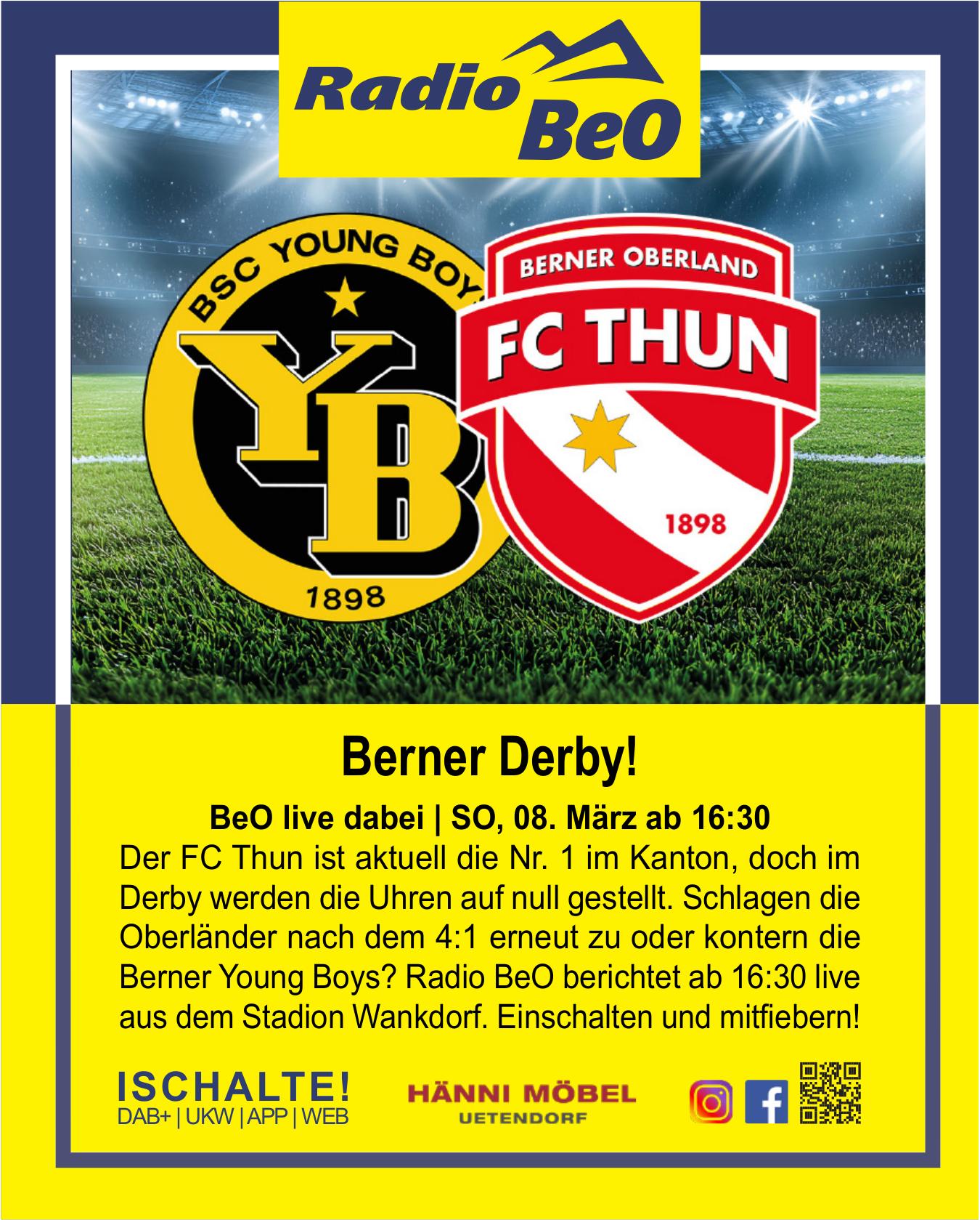 Radio BeO, Berner Derby! 08. März ab 16:30