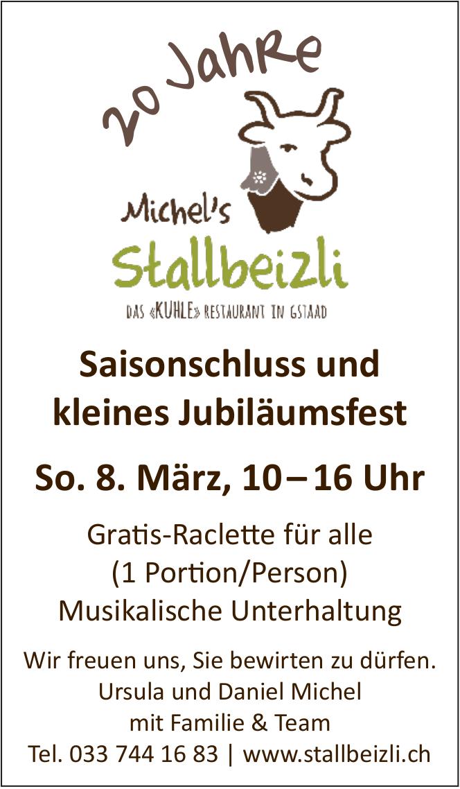 Saisonabschluss und kleines Jubiläumsfest, 8. März, Michel's Stallbeizli
