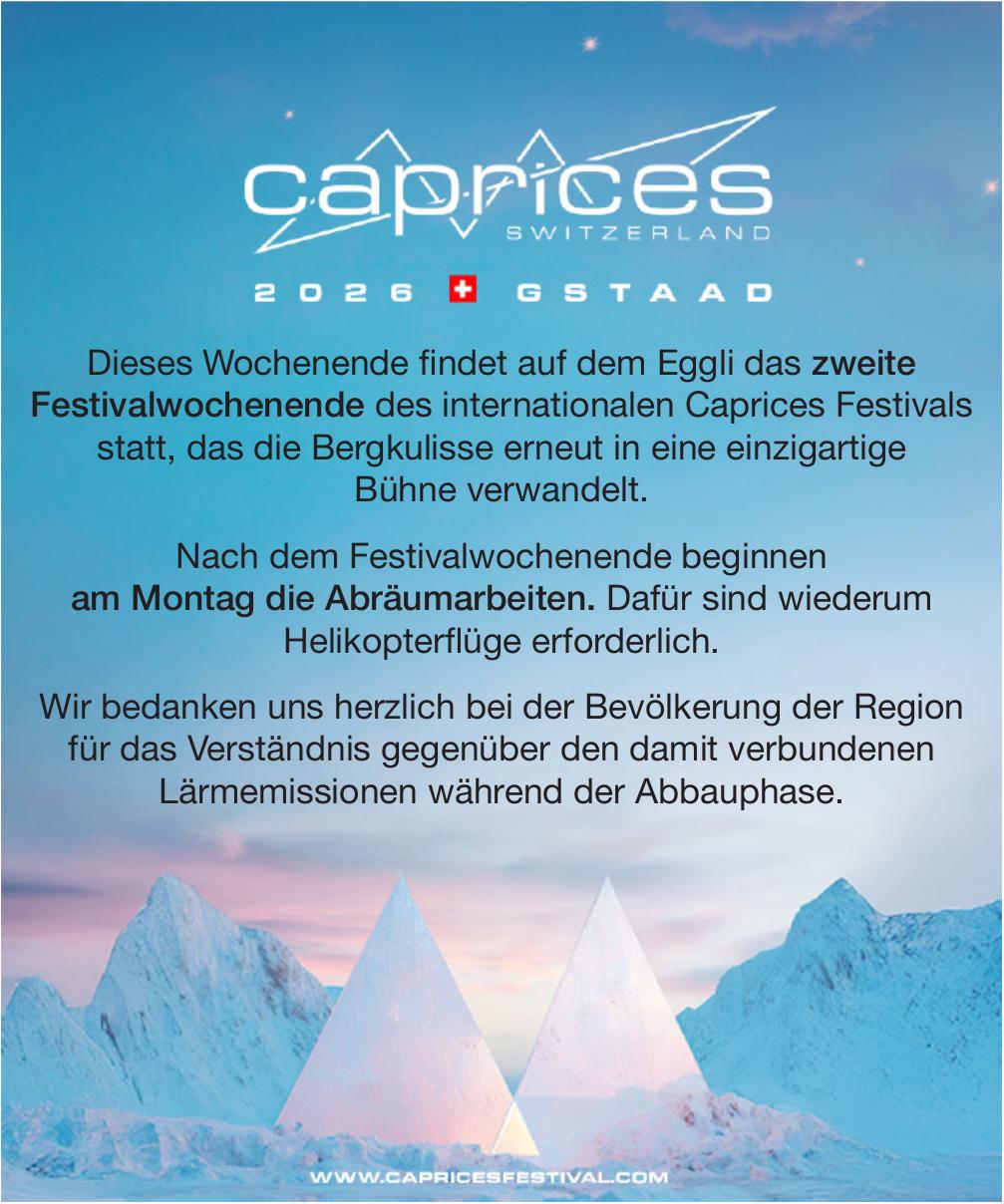 Caprices Festival, Dieses Wochenende findet auf dem Eggli das zweite Festivalwochenende statt