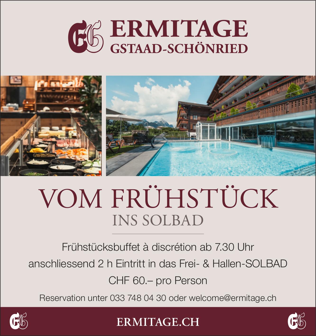 ERMITAGE GSTAAD-SCHÖNRIED, VOM FRÜHSTÜCK INS SOLBAD