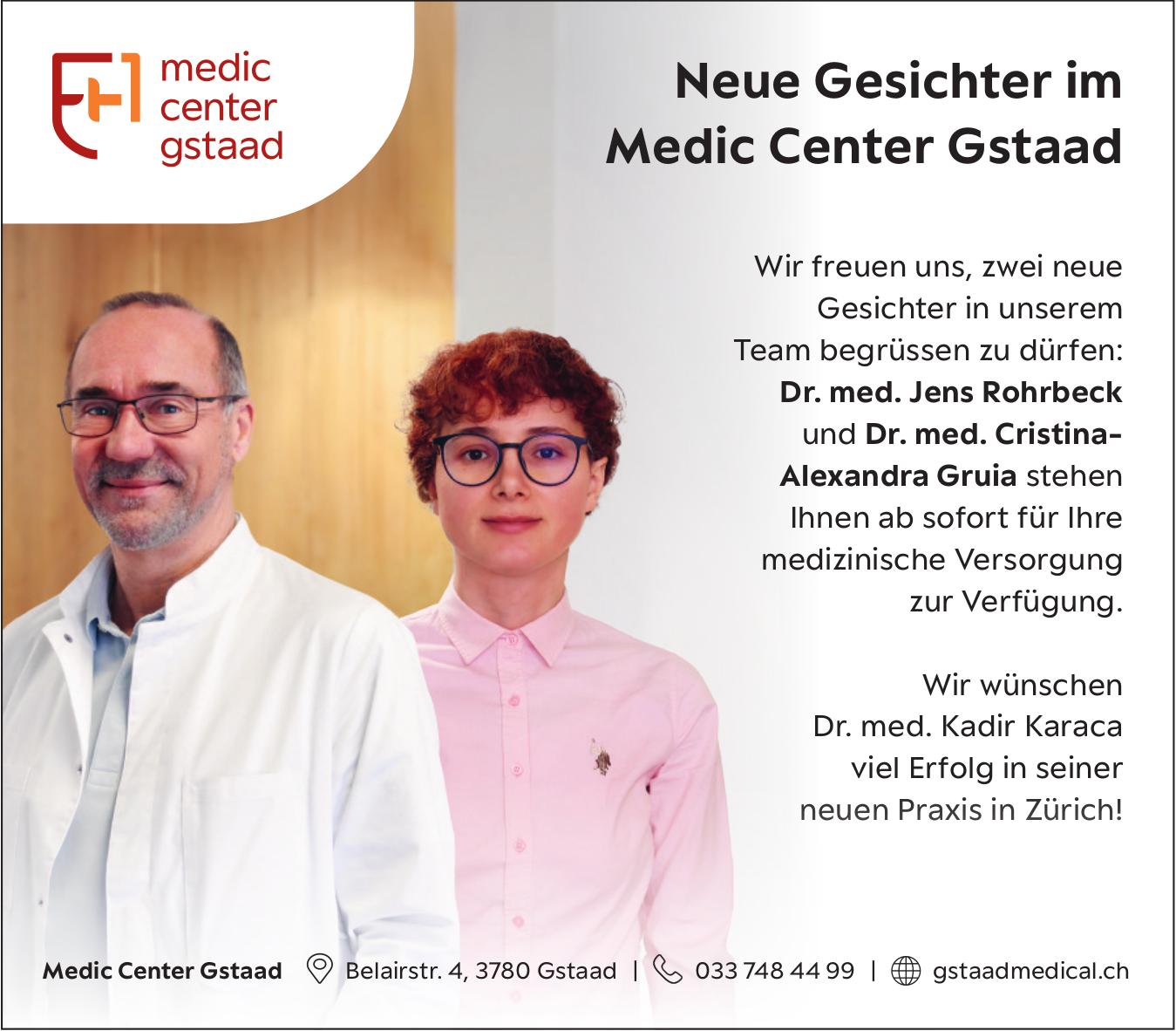 Medic Center Gstaad, Neue Gesichter im Medic Center Gstaad