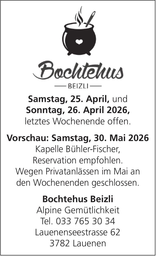 Kapelle Bühler-Fischer, 30. Mai, Lauenen, Bochtehus Beizli