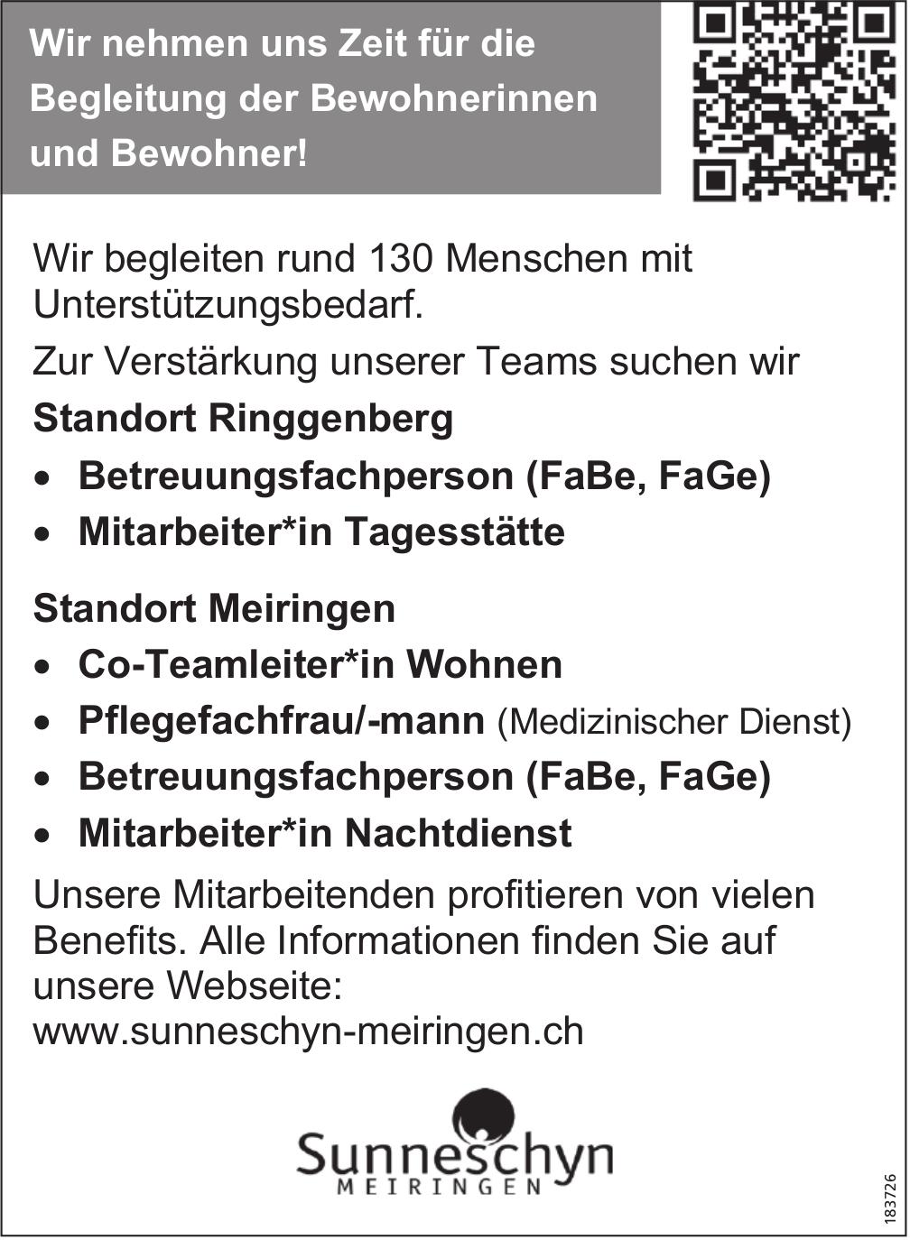 Betreuungsfachperson (FaBe, FaGe), Sunneschyn Meiringen, Gesucht