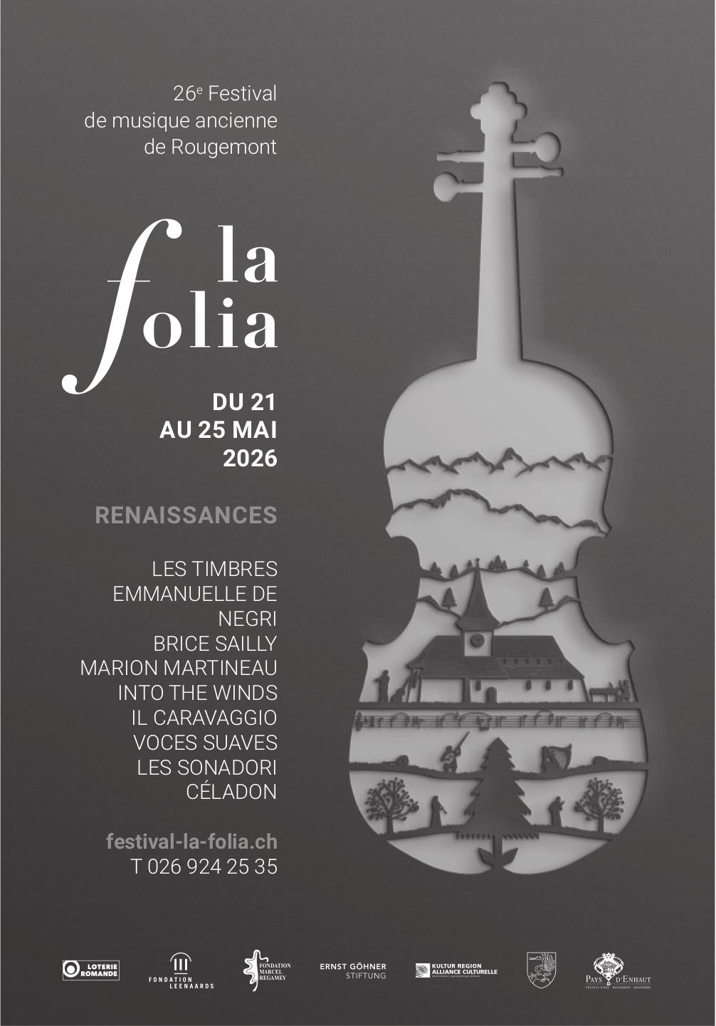 la folia – 26e Festival de musique ancienne de Rougemont, 21. - 25. Mai