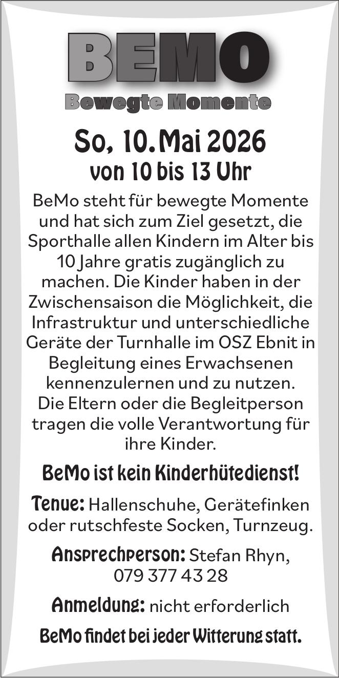 BEMO – Bewegte Momente, 10. Mai