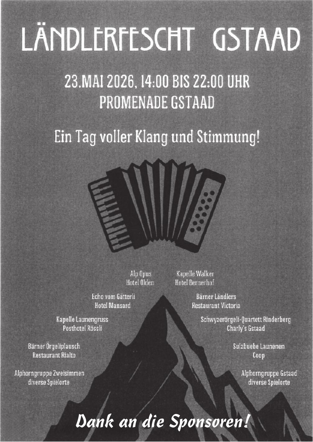 Ländlerfescht Gstaad, 23. Mai, Promenade Gstaad