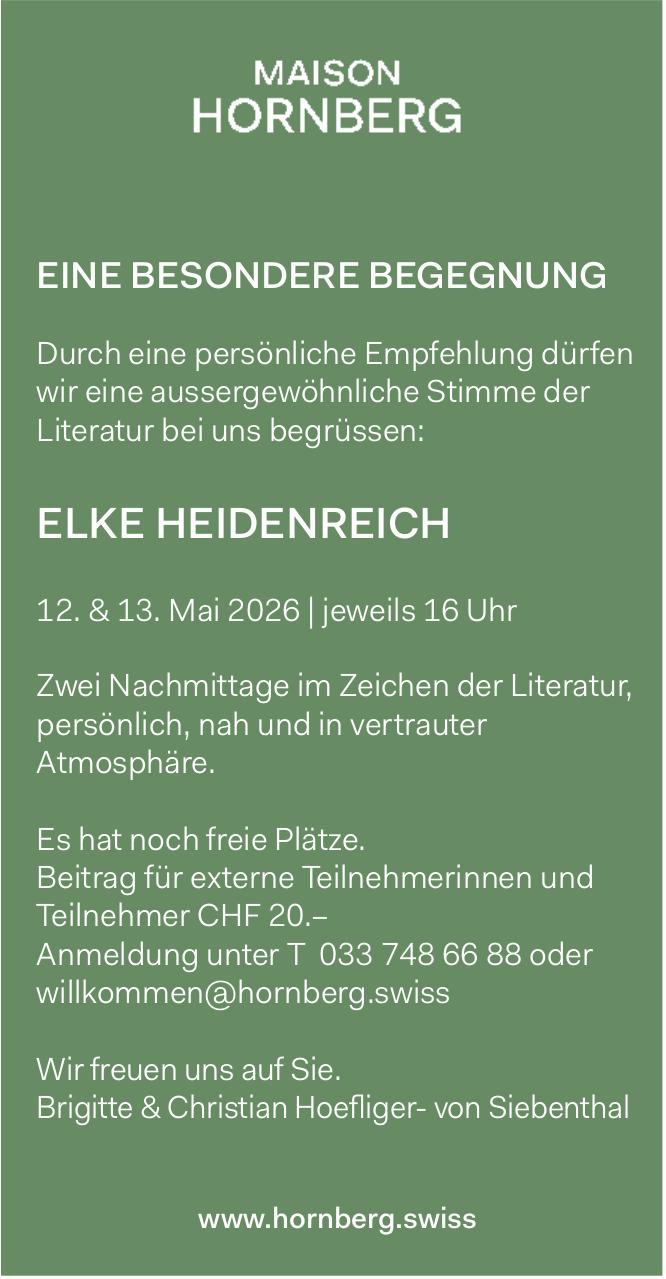 Elke Heidenreich – Eine besondere Begegnung, 12. - 13. Mai