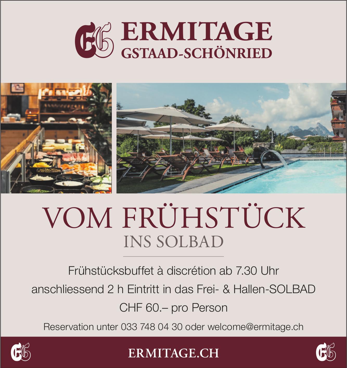 ERMITAGE GSTAAD-SCHÖNRIED, VOM FRÜHSTÜCK INS SOLBAD