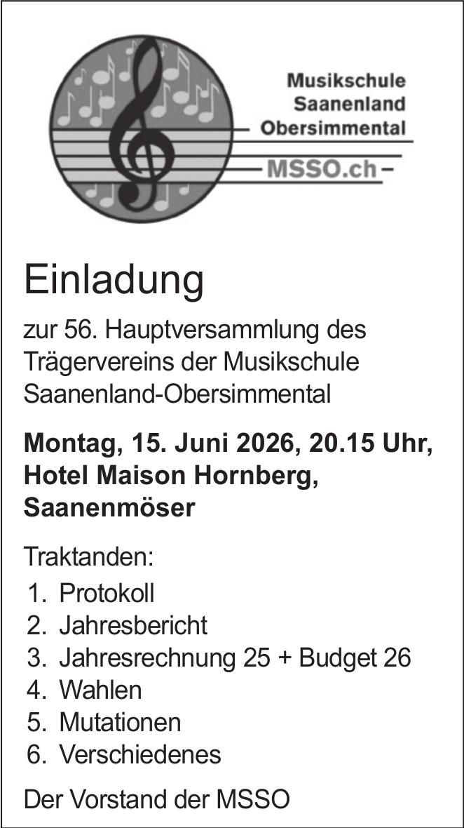 Einladung, 15. Juni, Hotel Maison Hornberg, Saanenmöser