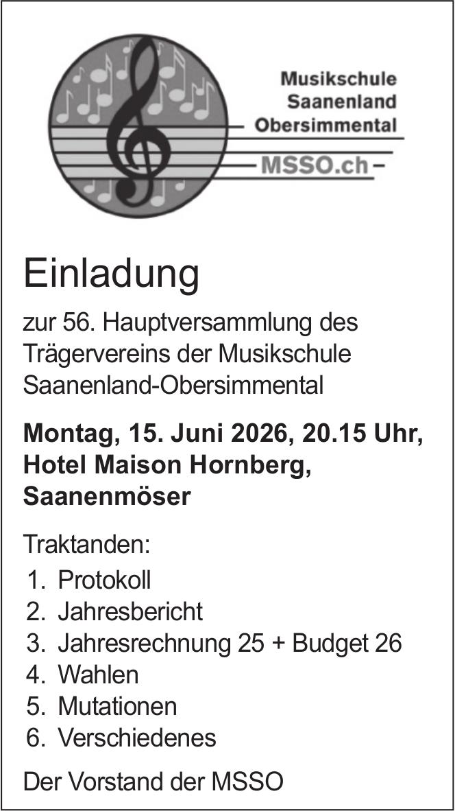 Einladung, 15. Juni, Hotel Maison Hornberg, Saanenmöser