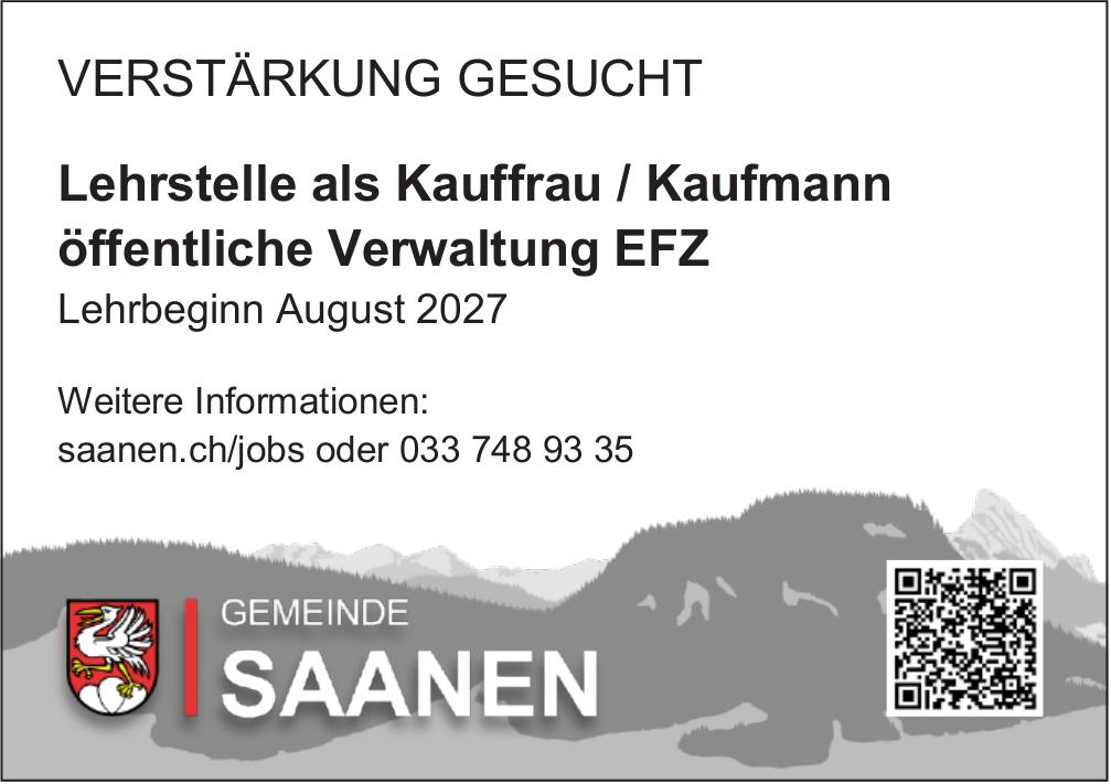 Lehrstelle als Kauffrau / Kaufmann öffentliche Verwaltung EFZ, Gemeinde Saanen, Gesucht