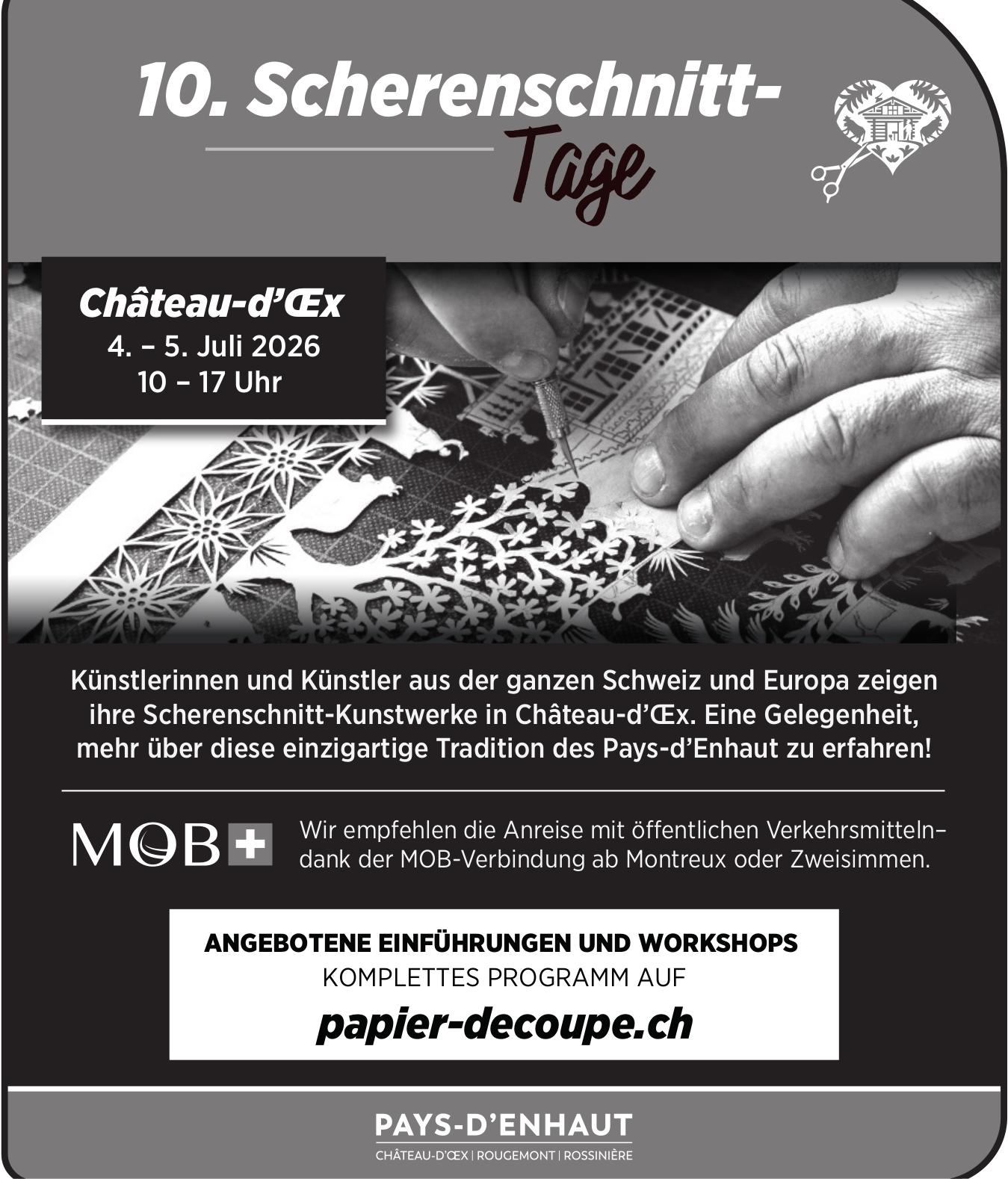 10. Scherenschnitt-Tage, 4. - 5. Juli, Château-D’Œx