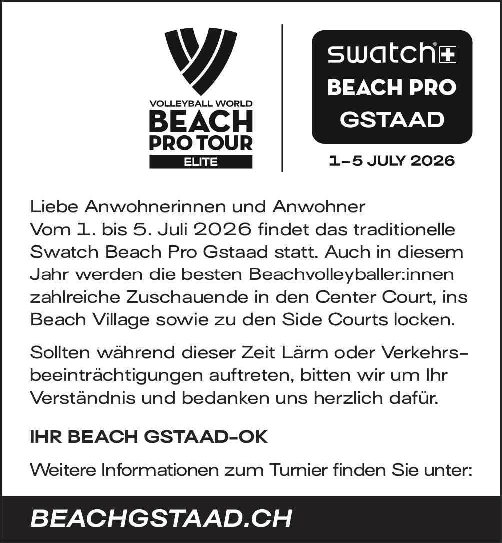 Swatch Beach Pro Gstaad, 1. - 5. Juli