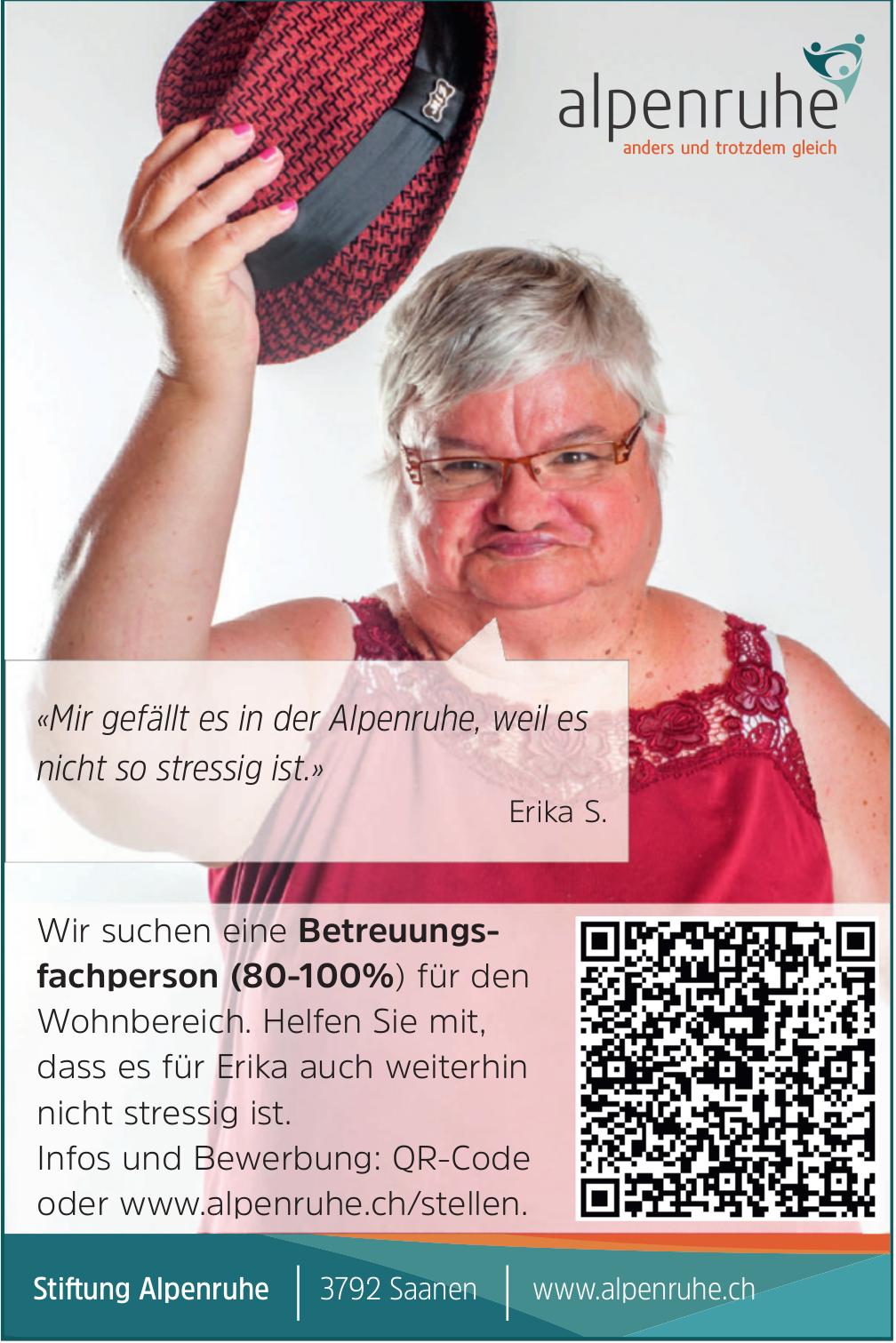 Betreuungsfachperson (80-100%), Stiftung Alpenruhe, Saanen, Gesucht