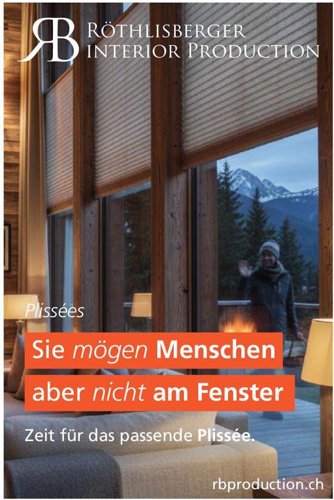 Röthlisberger Interior Production, Sie mögen Menschen aber nicht am Fenster - Zeit für das passende Plissée.
