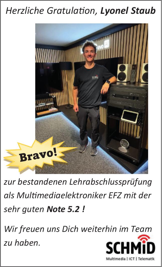 SCHMID, Herzliche Gratulation, Lyonel Staub