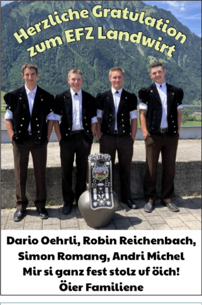 Herzliche Gratulation zum EFZ Landwirt