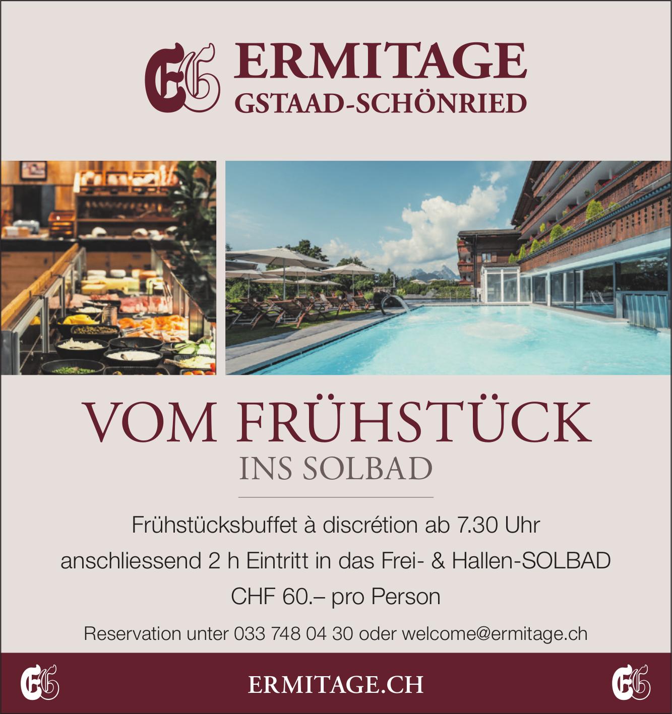 ERMITAGE GSTAAD-SCHÖNRIED, VOM FRÜHSTÜCK INS SOLBAD