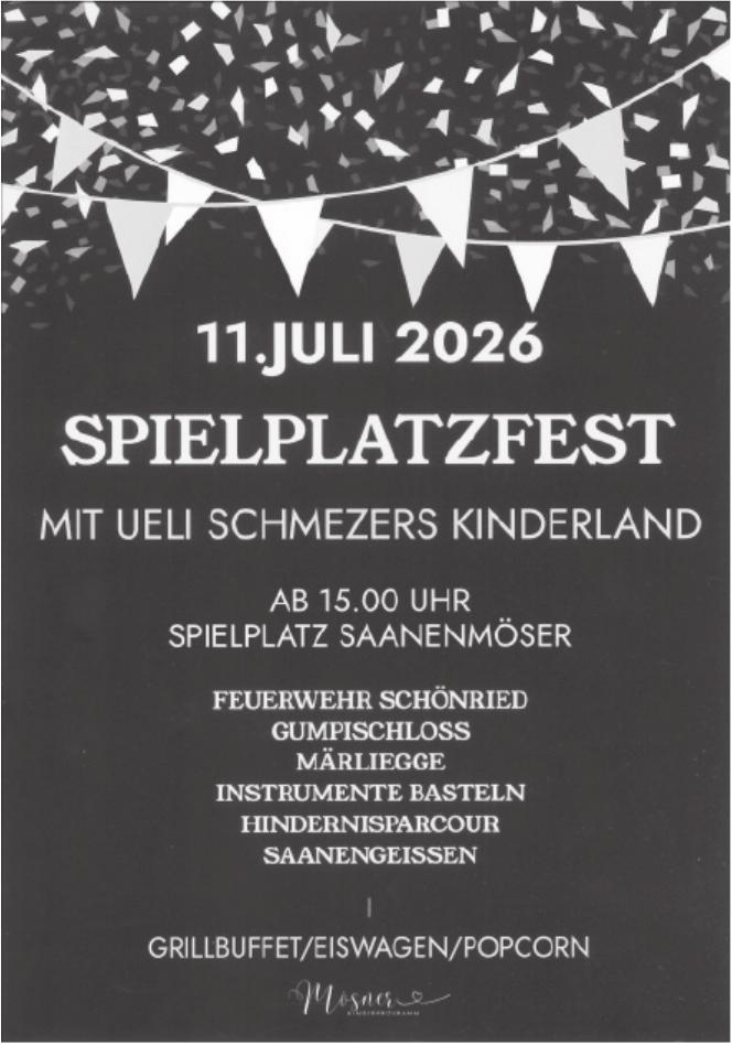 Spielplatzfest – Mit Ueli Schmezers Kinderland, 11. Juli, Spielplatz Saanenmöser