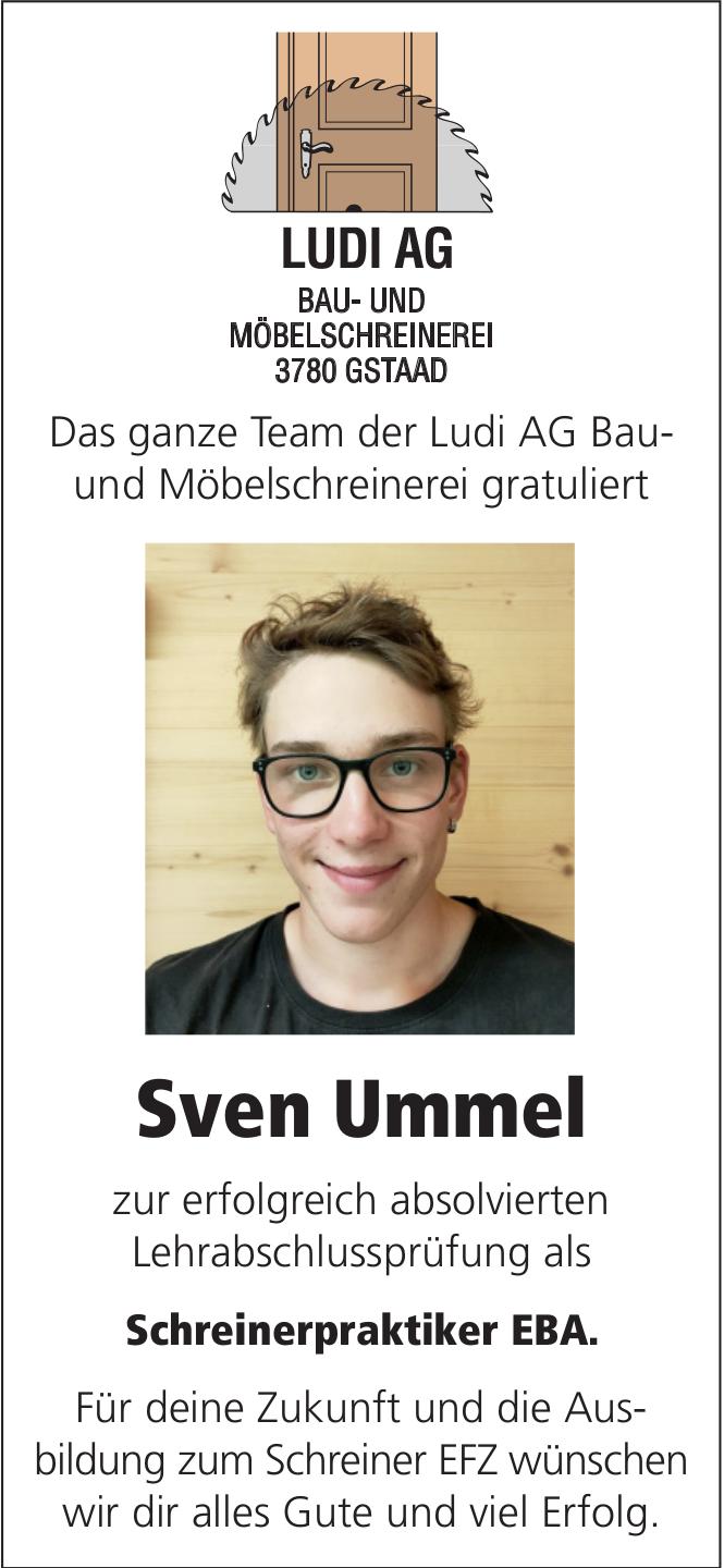 LUDI AG, Das ganze Team der Ludi AG Bau- und Möbelschreinerei gratuliert Sven Ummel