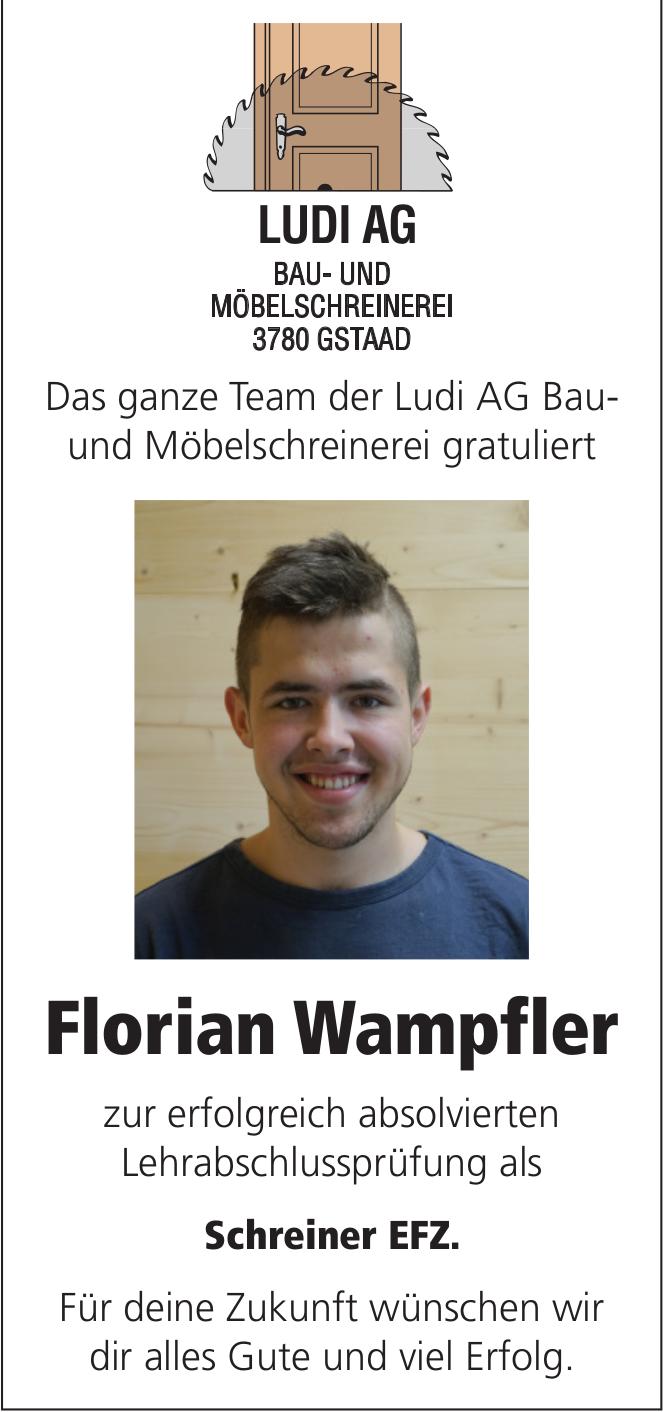 LUDI AG, Das ganze Team der Ludi AG Bau- und Möbelschreinerei gratuliert Florian Wampfler