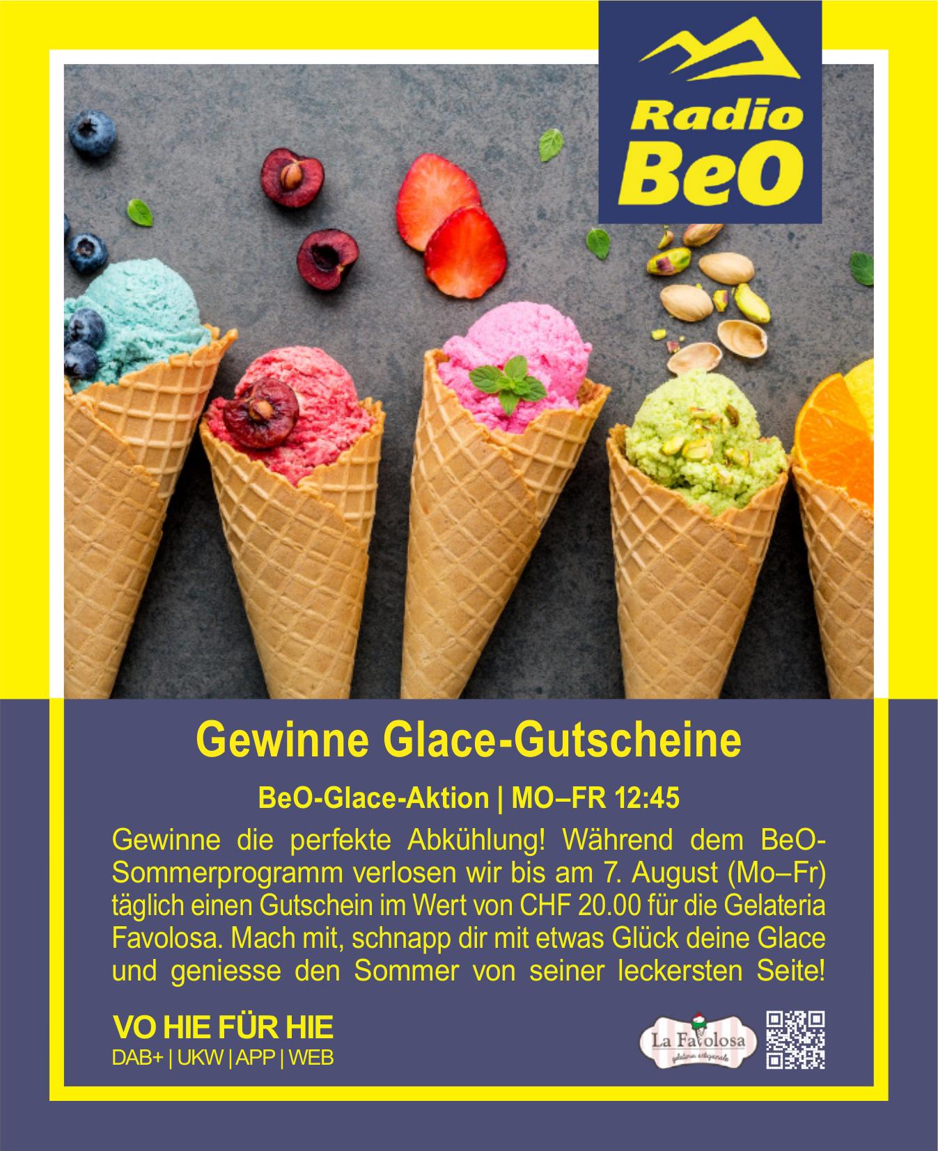 Radio BeO, Gewinne Glace-Gutscheine