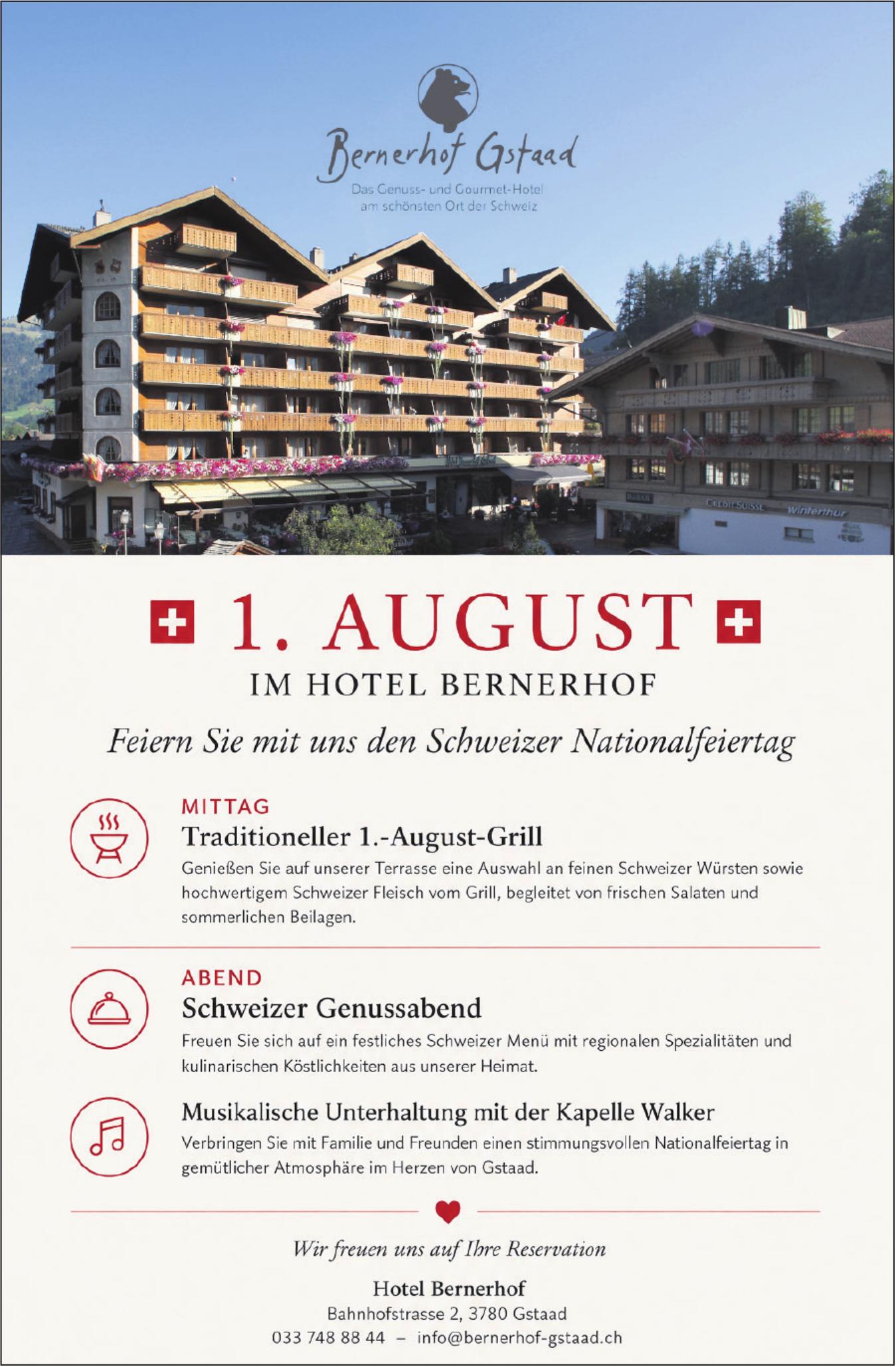 Feiern Sie mit uns den Schweizer Nationalfeiertag, 1. August, Gstaad