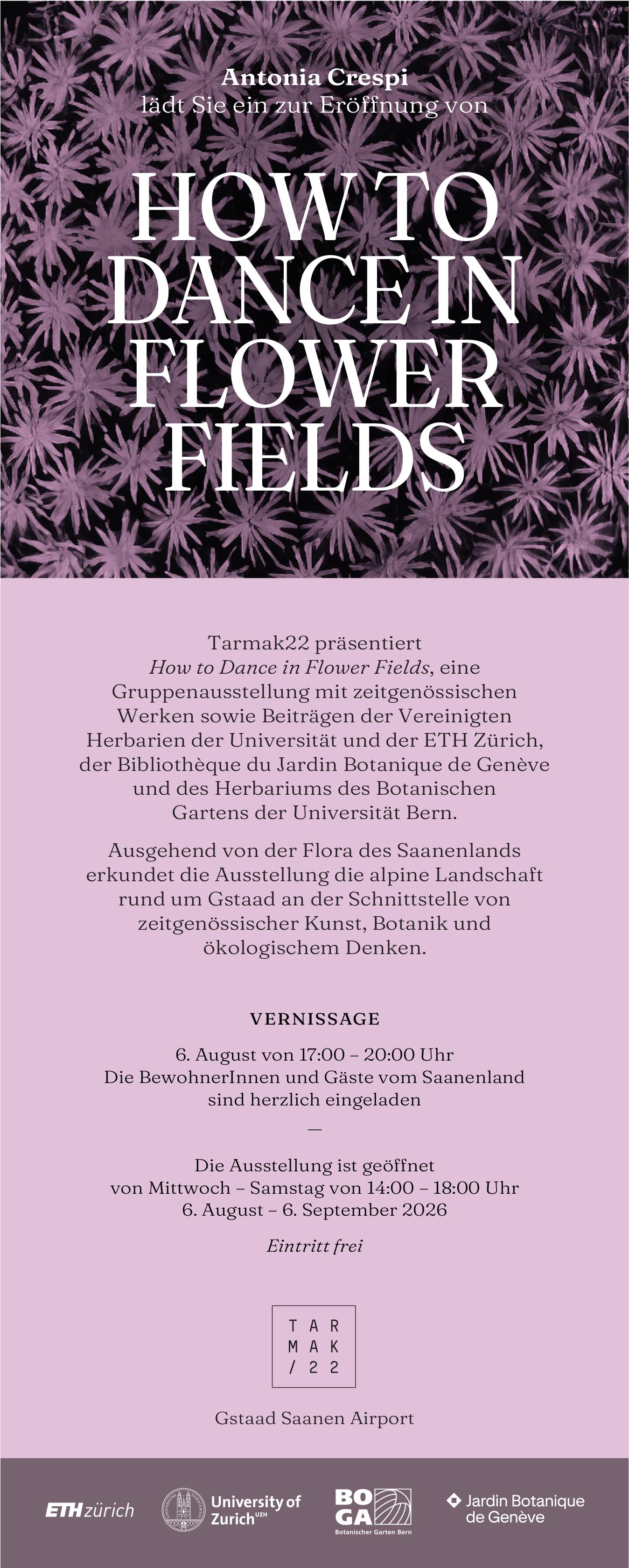 Vernissage, How To Dance In Flower Fields, 6. August, Bern