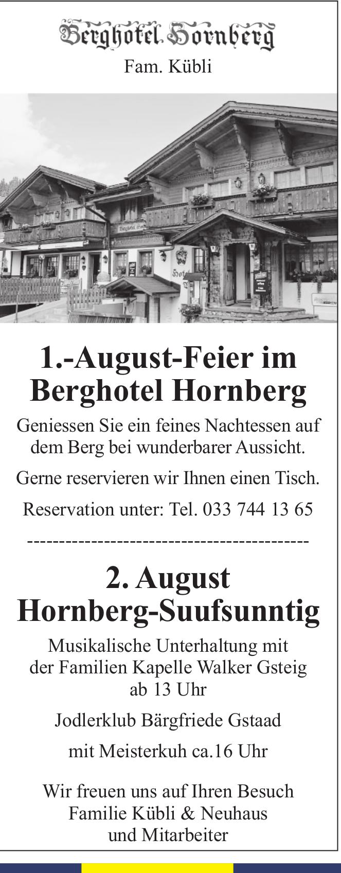 Feier im Berghotel Hornberg, 1. - 2. August