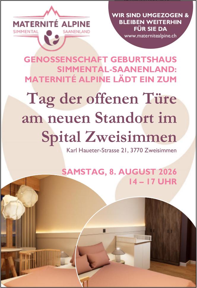 Tag der offenen Türe am neuen Standort im Spital Zweisimmen, 8. August, Spital Zweisimmen