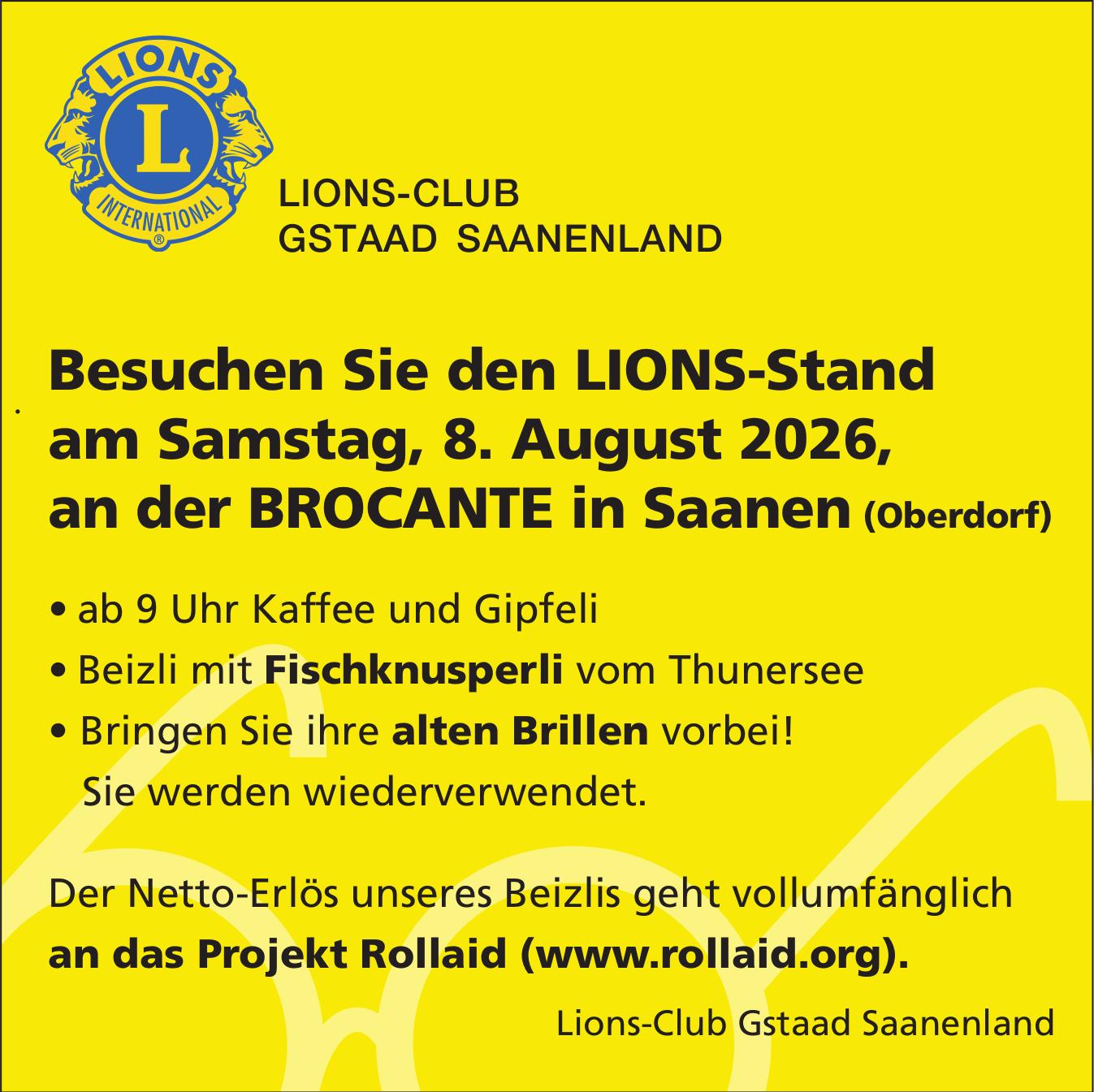 Besuchen Sie den LIONS-Stand, 8. August