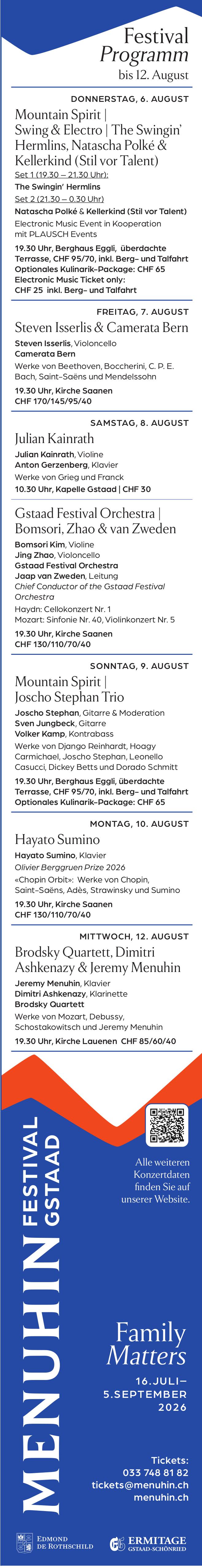 Festival Programm, 6. - 12. August