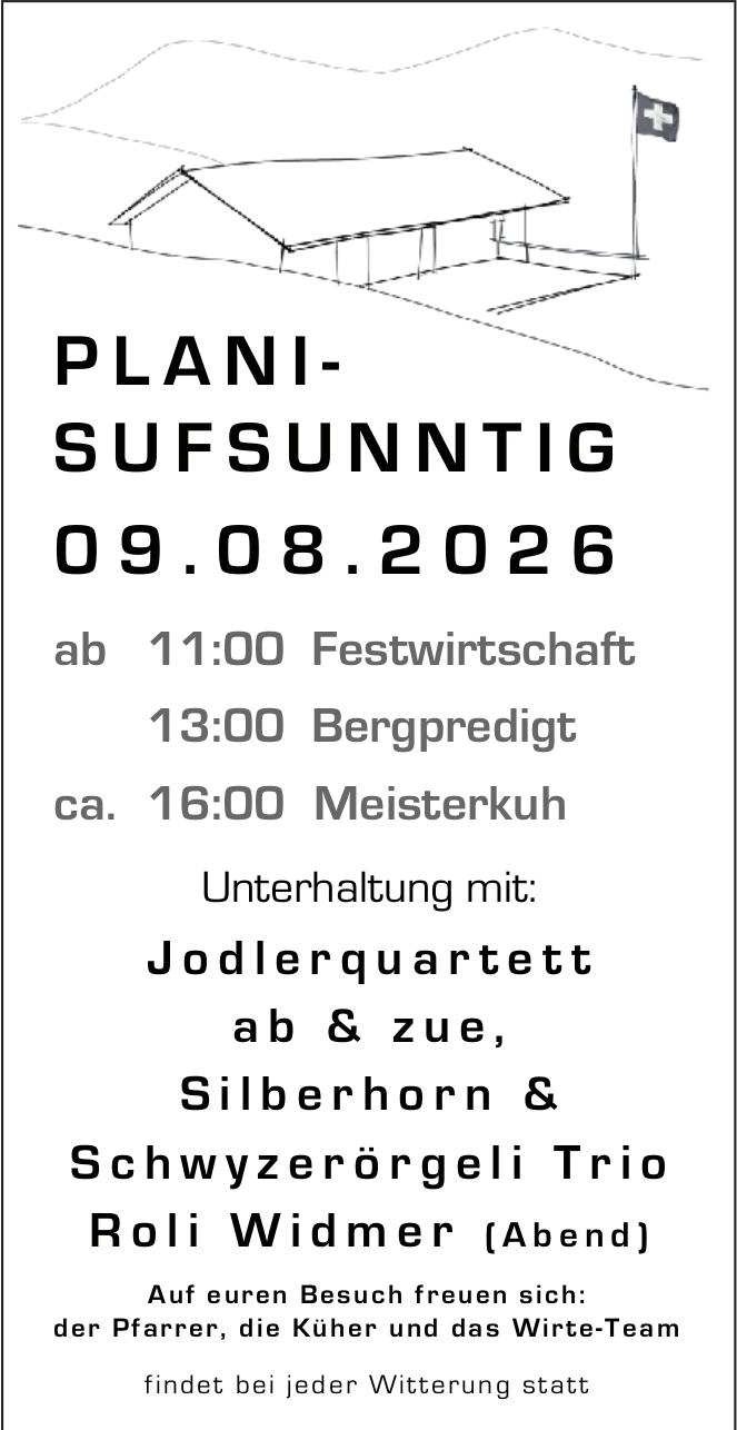 PLANISUFSUNNTIG, 9. August