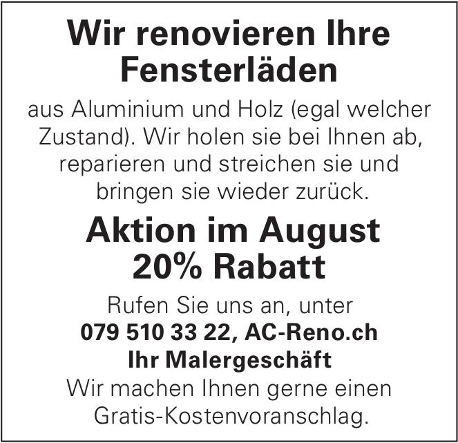 AC-Reno.ch, Aktion im August 20% Rabatt