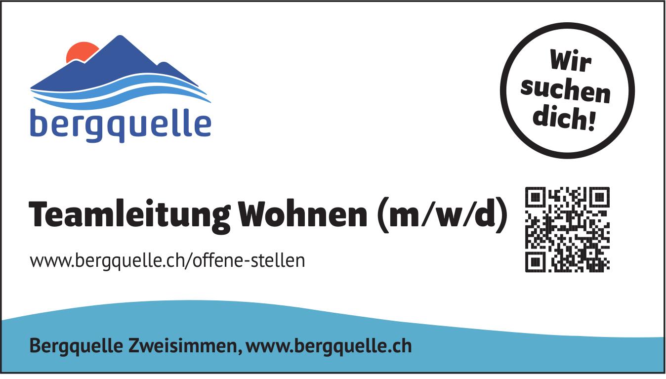 Teamleitung Wohnen (m/w/d), Bergquelle, Zweisimmen, gesucht