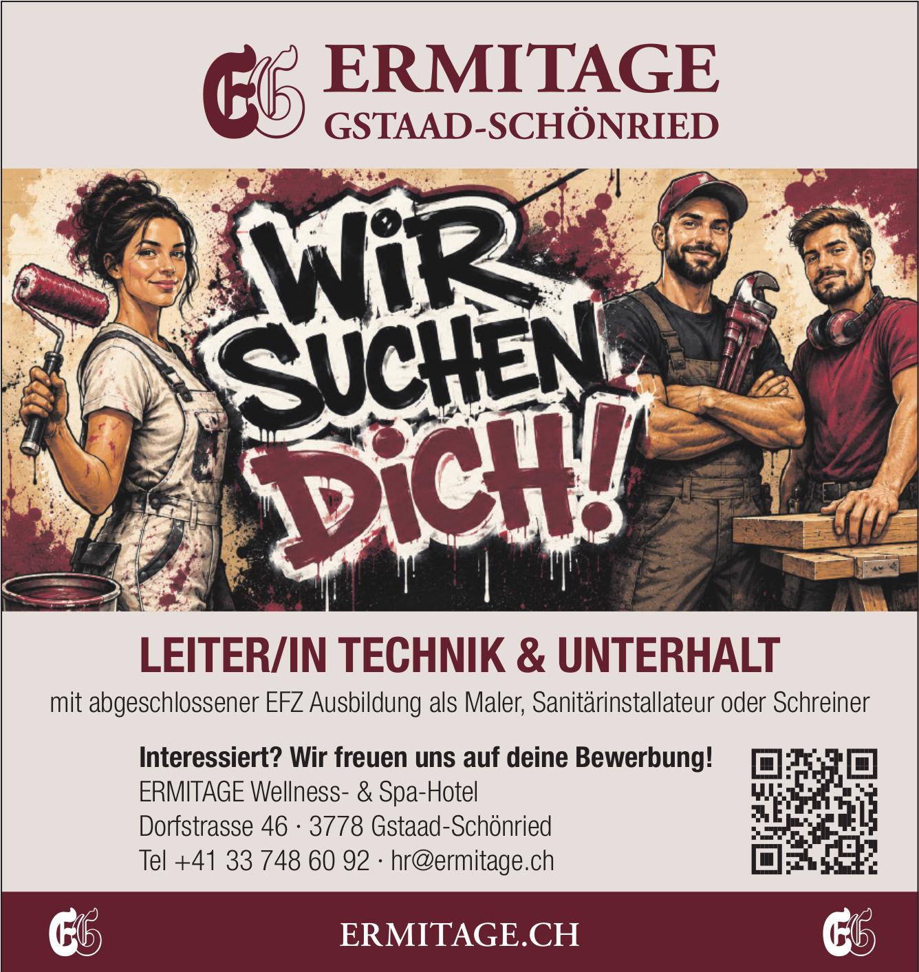 Leiter/in Technik & Unterhalt, Ermitage Gstaad-Schönried, Gesucht