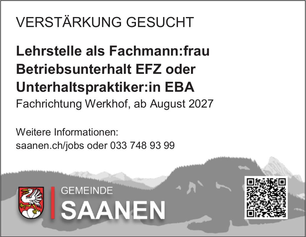 Lehrstelle als Fachmann:frau Betriebsunterhalt EFZ oder Unterhaltspraktiker:in EBA, GEMEINDE SAANEN, gesucht