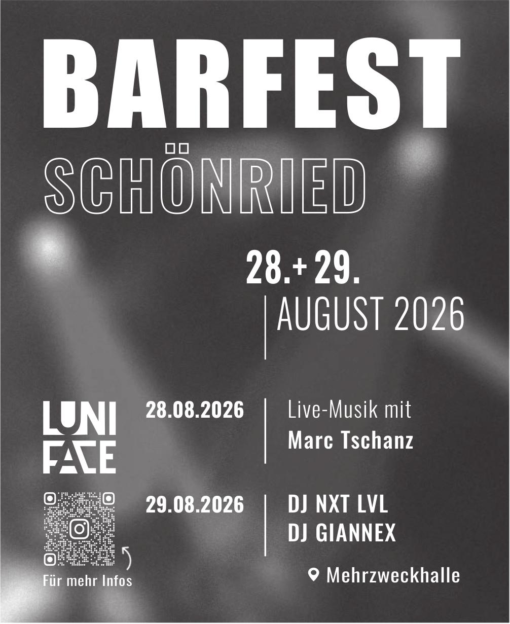 BARFEST SCHÖNRIED – Live-Musik mit Marc Tschanz, 28. - 29. August, Mehrzweckhalle